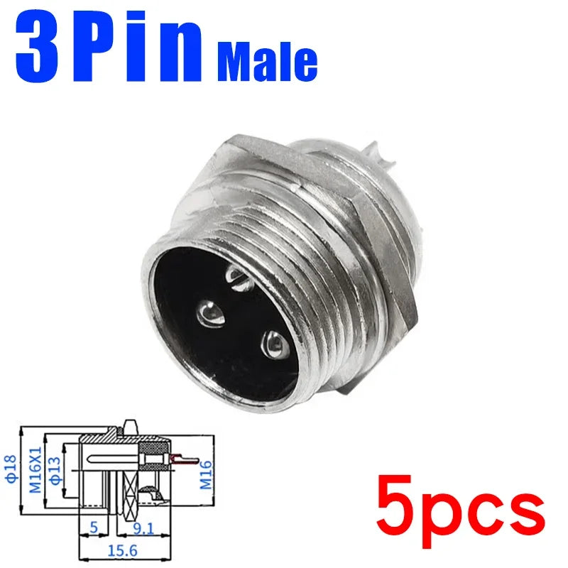 5Pcs GX16 Aviation Connector 2/3/4/5/6/7/8/9/10 Pin Male Plug Female Socket 16mm Wire Panel Mount Nut Type Circular Adapter