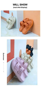 Men's Casual Simple Buckle Adjustable Eva One-Piece Double-Bar Flat Slip-On Slippers Suitable for Home and Outdoor Beach Sandals