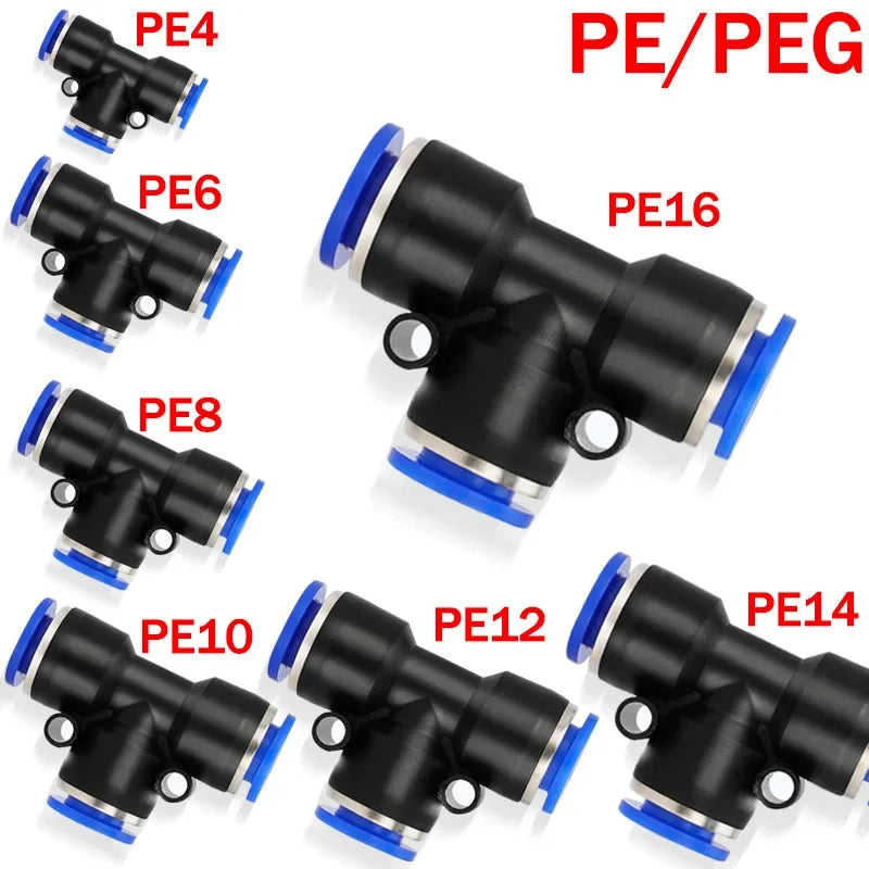 10PCS PE/PEG Plastic Quick Connector - 4-12mm Push In Fitting for Air Hose & Tube, Industrial & Home Pneumatic Systems