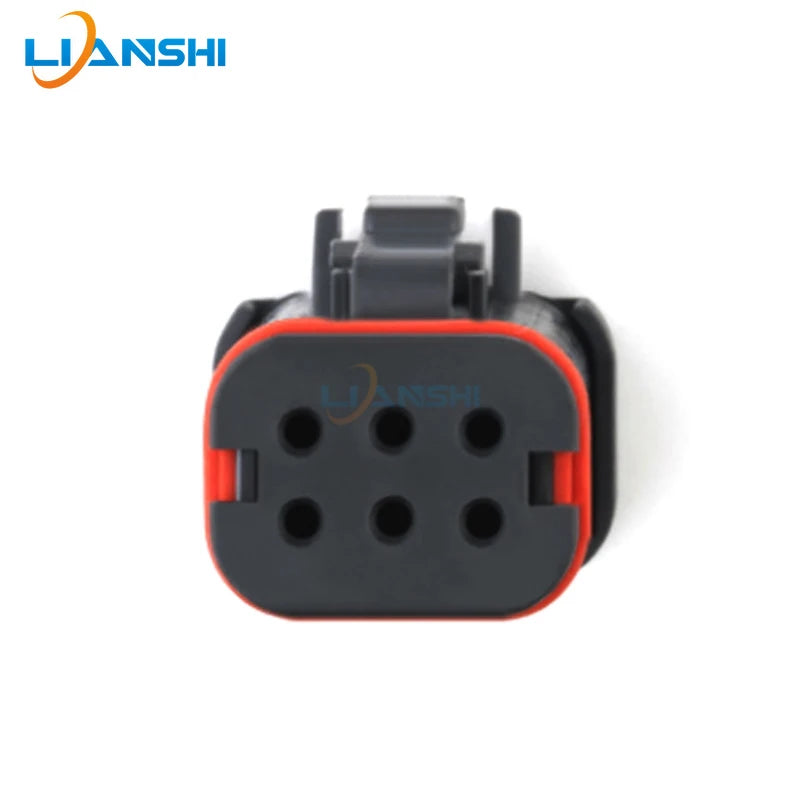 DT16-6SB-KP01 automotive connector, wiring harness plug, 6P6 hole, black, waterproof and dustproof