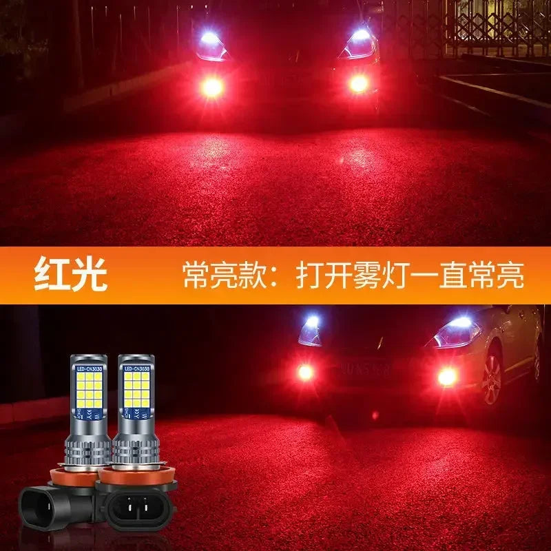 2Pcs Dual Colors H11 H8 9006 HB4 881 H27 High Quality 3030 LED Auto Fog Lamp Car Anti Fog Light Bulb Foglamps Yellow White Amagi