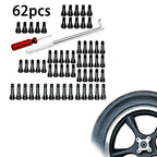 62PCS Stem Puller Installer Tool Kit Tire Valve Stem Puller Set EPDM Snap-in Tire Valve Stem With Valve Core Remover Valve Tool