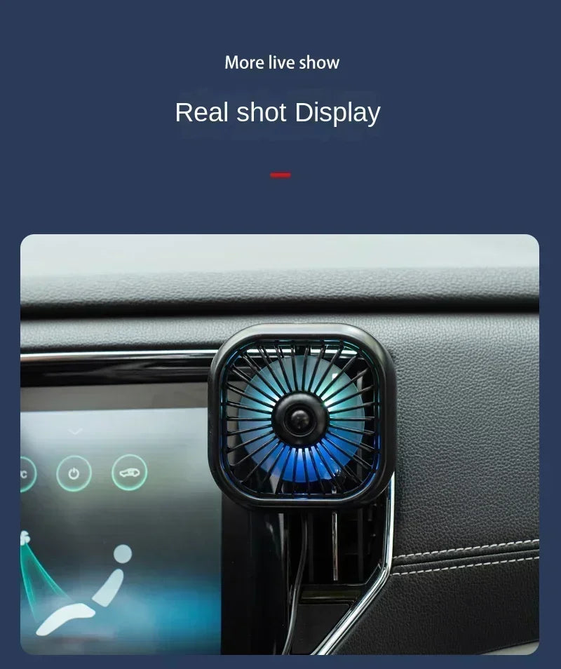 Mini Car Air Outlet Cooling Fan Adjustment Powerful USB Light Creative Low Noise Multi-function Mini Interior Fan Cooler Amagi