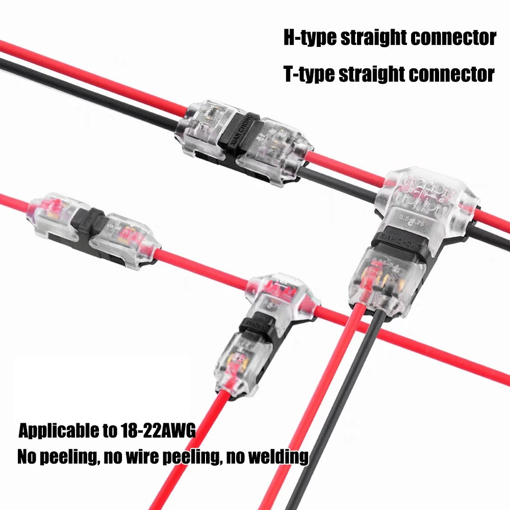 T-Tap Wire Connectors – I & T Type 2-Pin Splice Connector 12V 24V DC 300V AC 18-22AWG