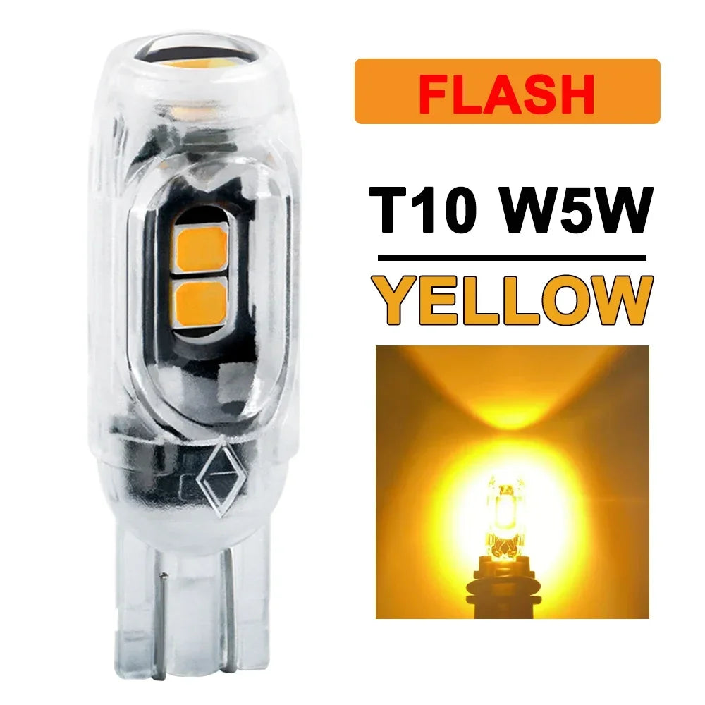 2/10/20 PCS Flash Strobe T10 W5W LED Bulb12V 2835-5SMD 6500K White Car Interior Dome Map Trunk License Plate Wedge Side Lights