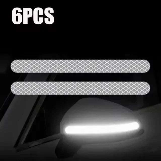 6/2pcs Car Reflective Safety Strip Stickers Car Rearview Mirror Reflective Sticker Reflective Warning Safety Tape Accessories