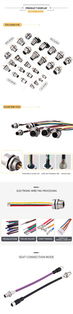 5/10 PCS M8 Straight/Curved Pin Aviation Plug Sensor PCB Bonding Plate Male and Female Socket Waterproof Connector 3/4/5/6/8P