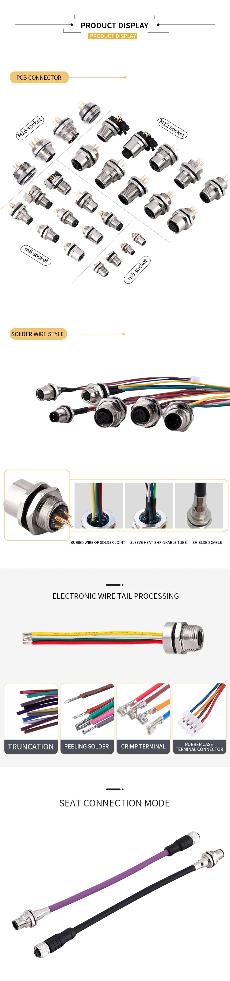 5/10 PCS M8 Straight/Curved Pin Aviation Plug Sensor PCB Bonding Plate Male and Female Socket Waterproof Connector 3/4/5/6/8P