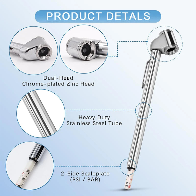 1Pcs Portable Car Tire Air Pressure Gauge 10-120 Psi Auto Truck Motorcycle Bike Tester Pen Shape Emergency Use Auto Accessories