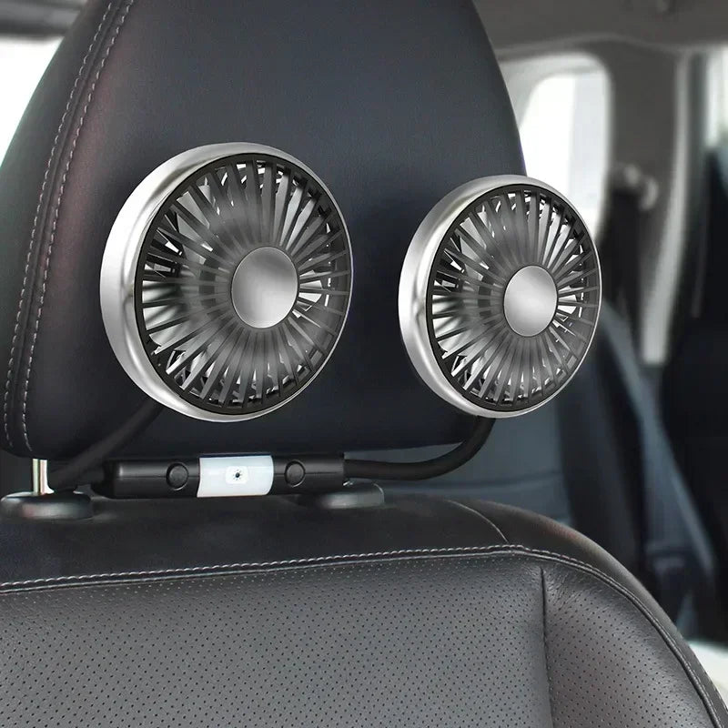 Car Fan Cooling Dual Head Type-c Usb Car Fan 3 Speeds Adjustable Auto Cooler Air Fan With LED Lights Car Accessories Amagi