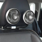 Motorcycle Car USB Fan Double Head Cooling Fan with LED Light 360 Adjustable Auto Headrest 3 Speed Air Cooler Accessories Amagi