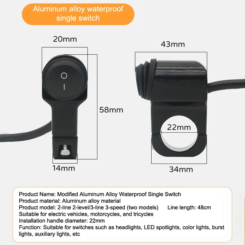 Motorcycle Headlight Switch Spotlight Fog Light Button Retro Moto Pit Dirt Bike Motorbike Accessories ATV Three Speed Adjustment