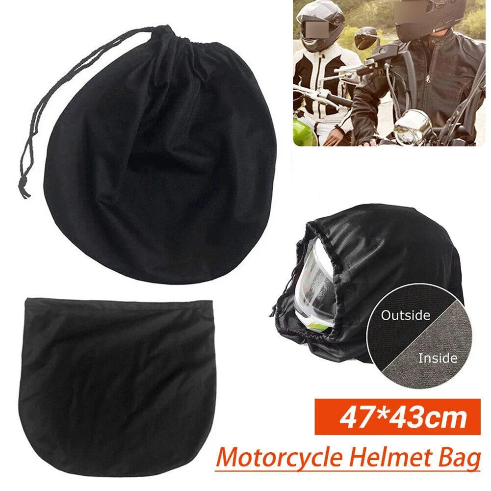 1pc Helmet Protective Drawstring Helmet Bag Pocket Black Dust Proof Helmet Bag Plush Soft Drawstring Pocket Helmet Storage Bag