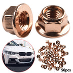 50 Pcs Exhaust Nut Elbow Nuts M8 SW 13 Turbocharger Manifold Copper Nut Automobile Exhaust Pipe Hexagon Nut