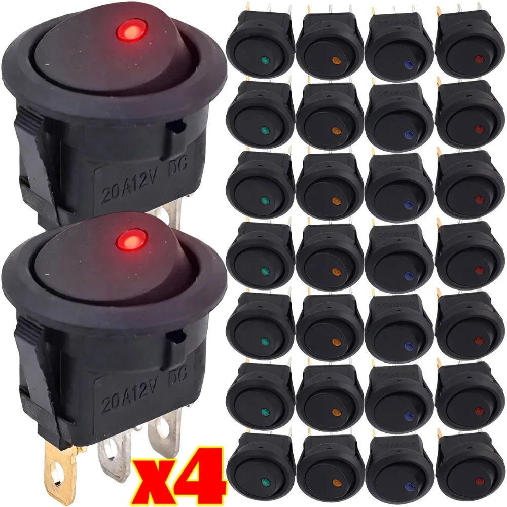 Automotive Rocker Switch 12V 3 Pin Cat Eye LED Light ON OFF Toggle Dash Replacement for Car Motorcycle Marine Boat RV Parts New