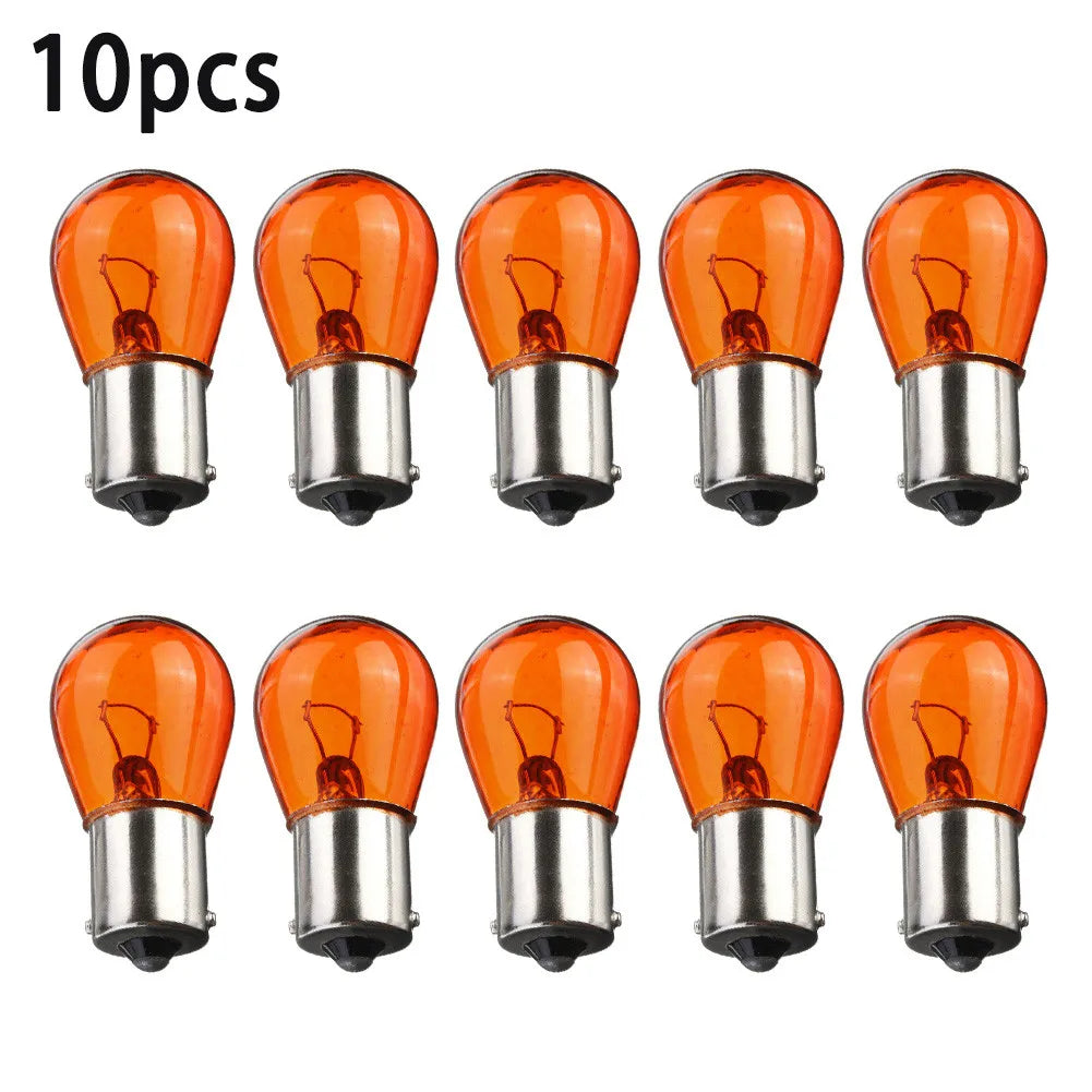 10Pcs 21W Amber Indicator Bayonet Base Lamp Turn Signal Car Light Car Interior Bulb Auto Dashboard Warning Indicator