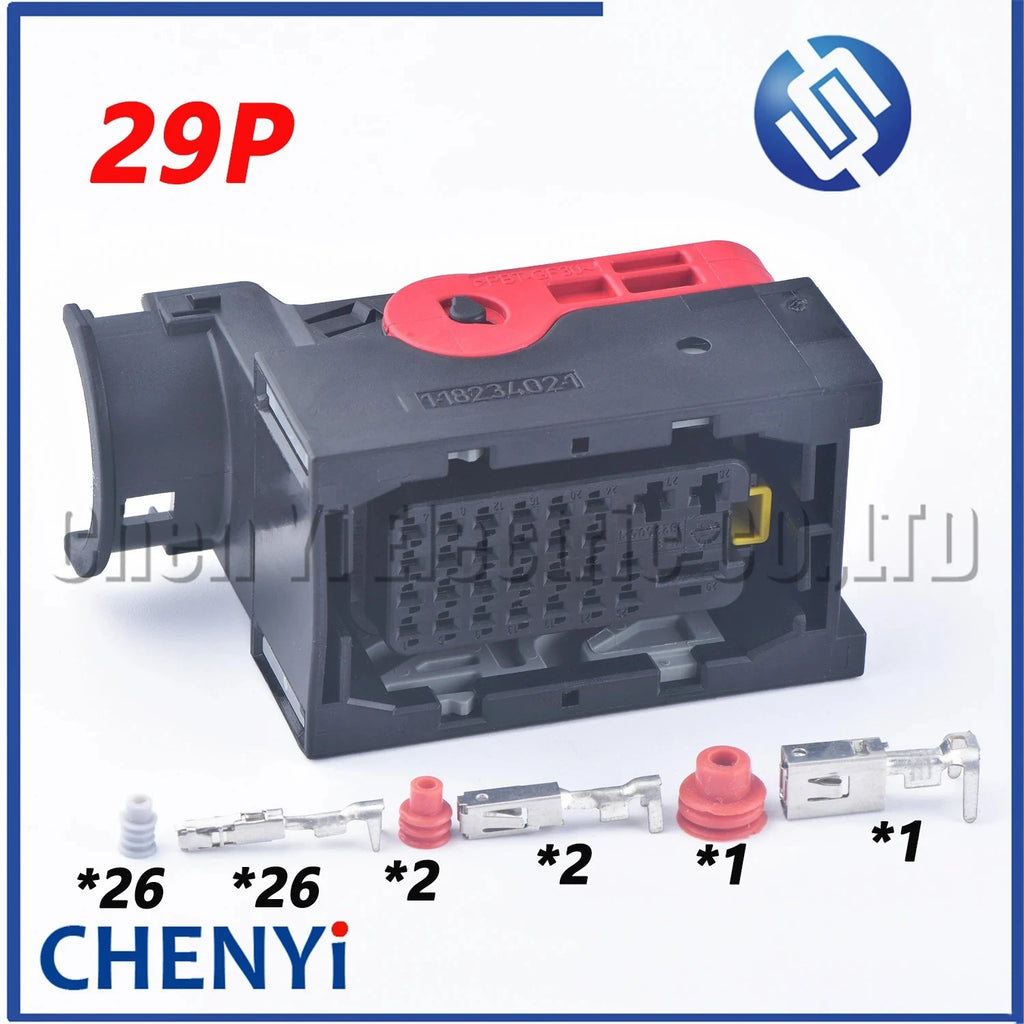 29 Pin Female Car ECU Connector Black Waterproof Wiring Plug 1-1823402-1 1-1823403-1 0-1823406-1 With Pins