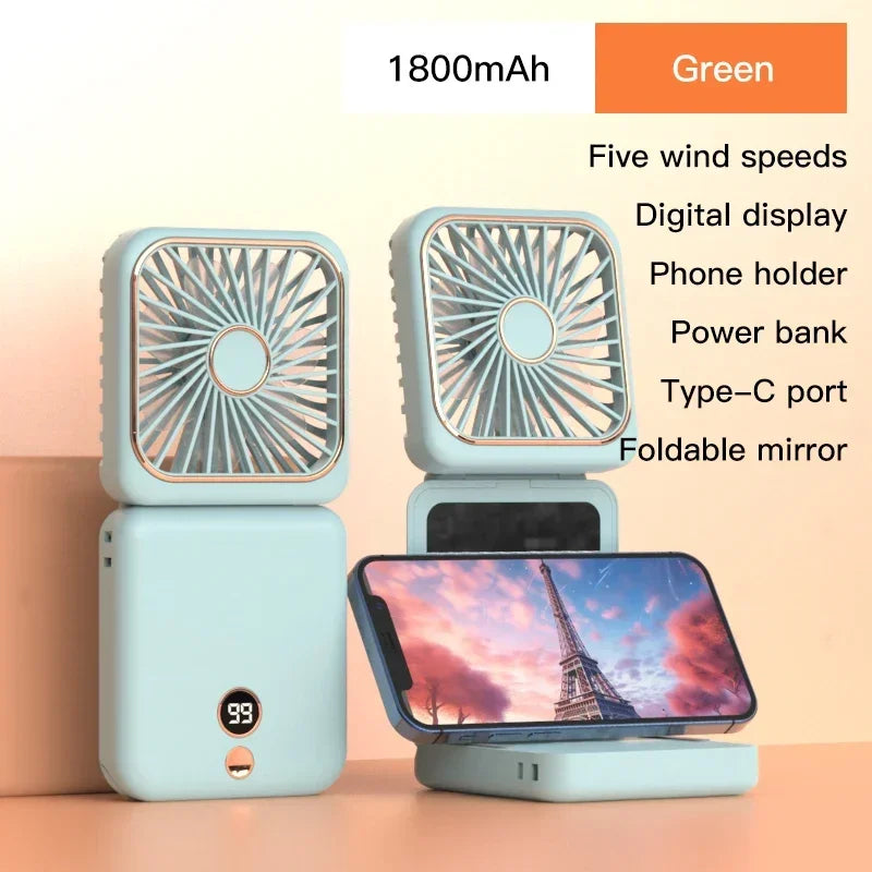 Foldable Neck Hanging Fan Adjustable Refrigeration Handheld USB Rechargeable Multifunctional Air Cooler For Outdoor Sports Amagi