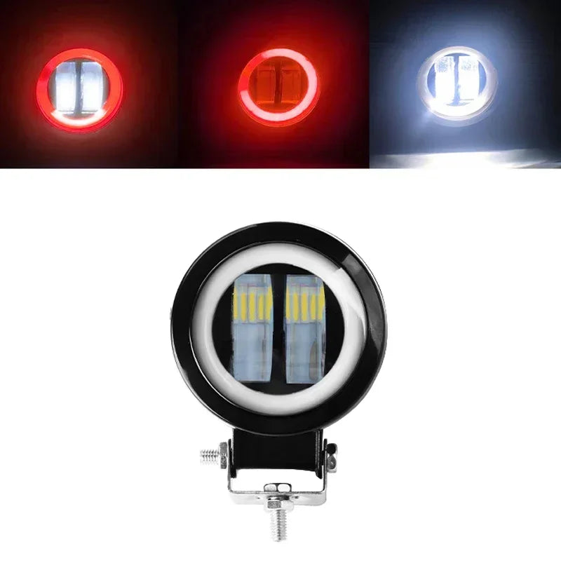 Motorcycle LED Angel Eye Work Light Bar Spot Lamp Offroad Car Boat Truck SUV Pickup 12V 24V Driving Fog Lamp Headlight Amagi
