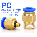 5PCS PC Pneumatic Quick Connector - 4-12mm Push In Fitting for 1/8" 1/4" 3/8" 1/2" BSPT Thread Air Hose & Tube,Industrial Use