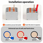 1 in Multiple Out Electrical Splitter Wire Connector Plug-in Terminal Block for Home Light Wiring Guide Rail Junction Box