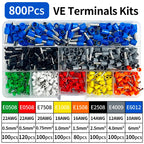 200-1900Pcs E0508/E7508/E1008 Crimp Terminals | Pre-Insulated Ring Connectors for Electrical Wiring & Industrial Use