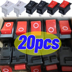 20/5Pcs Push Button Switch 21x15mm SPST 2Pin 6A 250V KCD11 Snap-in on/Off Rocker Switch 21MM*15MM Black Red and White