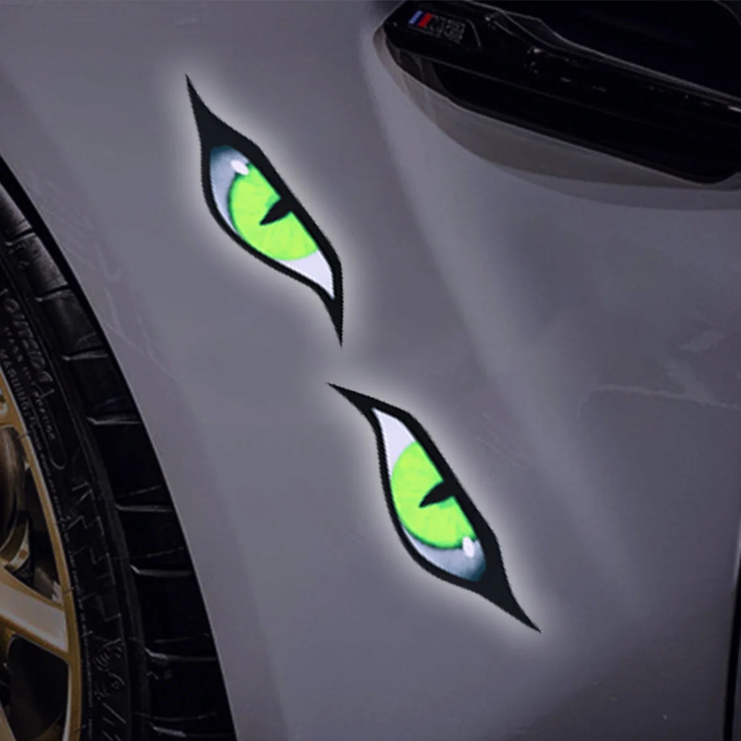 3D Reflective Eyes Stickers for Motorcycle Scooter Windshield Auto Decorative Night Light Safety Front Car Stickers Waterproof