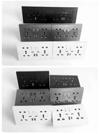 Universal Wall Socket 2‑Gang Power Outlet with Switches, USB‑C Charging Port, LED Indicator, Flush Mount, AC 110‑250V