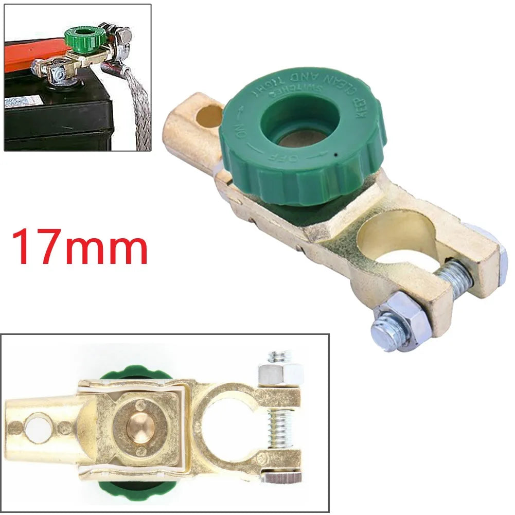 1PCS Heavy Duty Battery Disconnect Isolator Cut Off Switch 12V 24V Green 17MM  Fits Standard Negative Terminal Car Parts