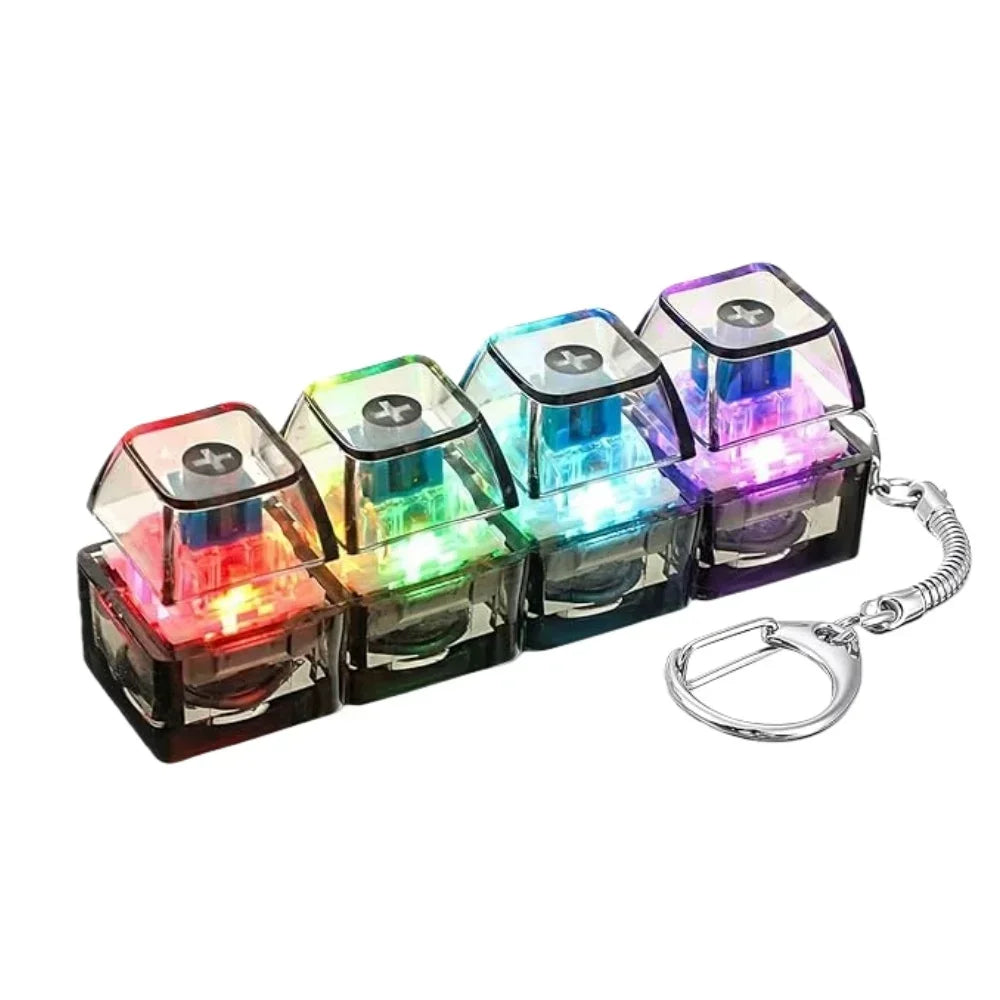Keyboard Keychain Light Up Keyboard Keychain Stress Relief Clickable 4LEDs Button Toy for People with Anxiety Desk Decor Amagi