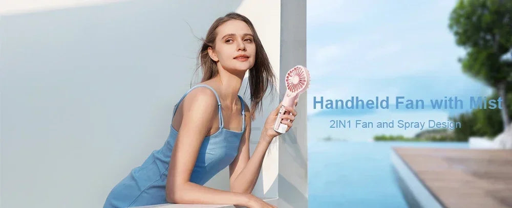 Portable Handheld Spray Fan Mini Humidifier Fan Powerful Wind USB Rechargeable Water Spray Mist Fan Outdoor Small Fan Amagi