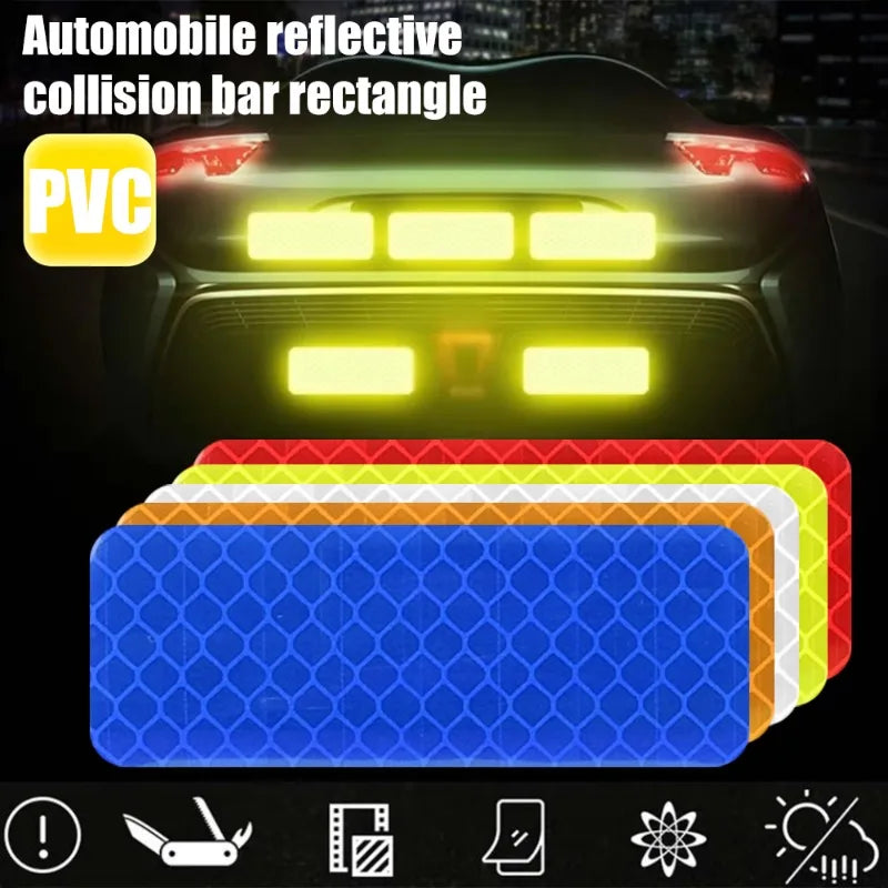 50/10pcs Car Bumper Reflective Stickers Reflective Warning Strip Tape Secure Reflector Stickers Decals Safety Warning 3*8CM
