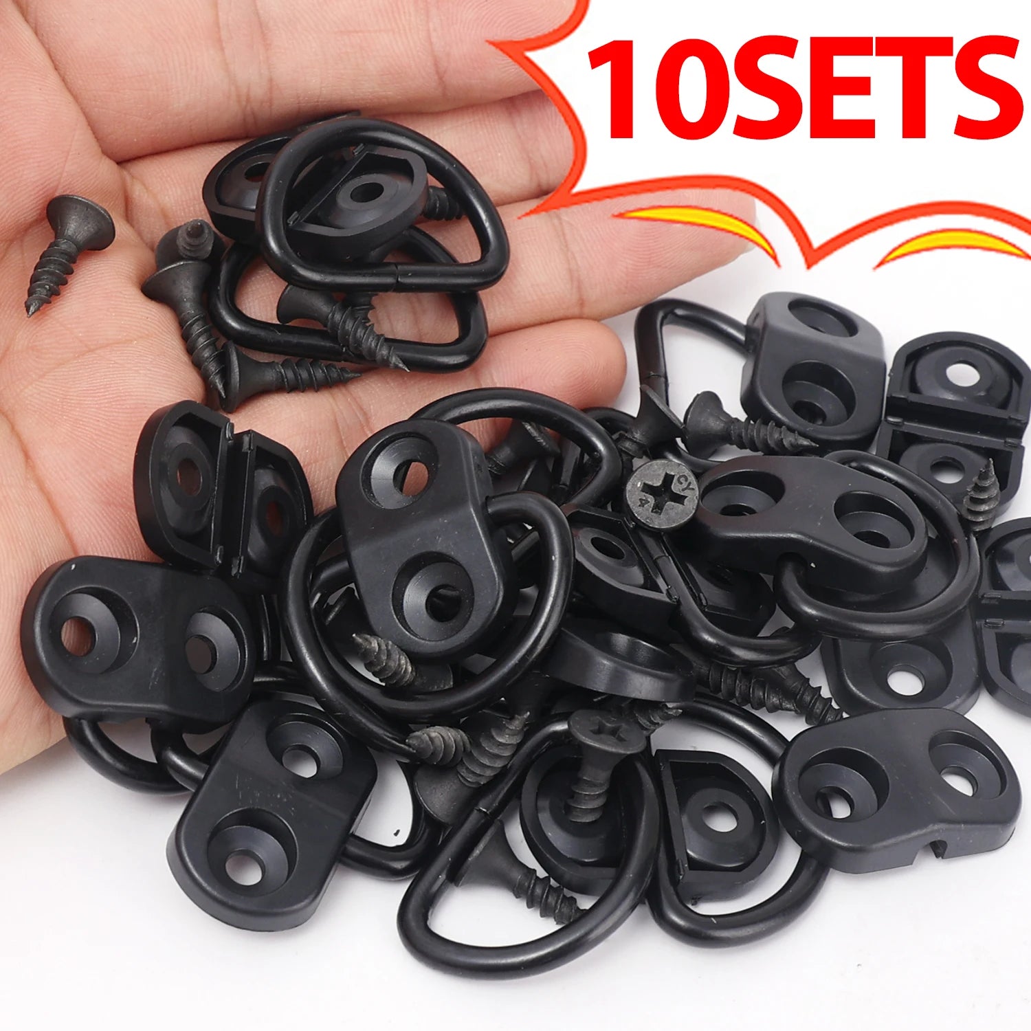 1-10sets Cargo Net Floor Hook Fixing Kit Rear Trunk Boot Tie Down Hook Ring Loop Fix Hang Flat Screen Auto Fasteners Accessories