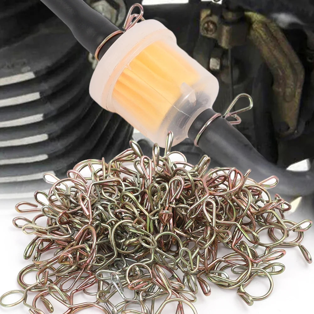 20/10Pcs Spring Hoop Hose Clamp Zinc Plated Pipe Clip Fuel Tube Water Pipe Air Tubing Fixed Clip Assortment Kit Home Hardware