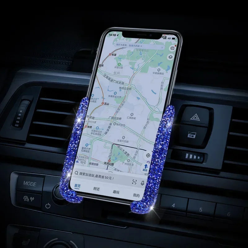 Car Phone Holder Women Diamond Crystal Car Air Vent Mount Clip Mobile Phone Holder Stand in Car Bracket Interior Amagi