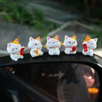 5/7pcs Mini Lucky Cat Car Ornaments Cute Simple Fortune Cat Figurines Realistic Lovely Micro Landscape Ornament Garden Landscape