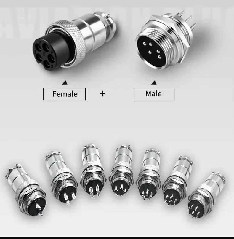 5Pcs GX16 Aviation Connector 2/3/4/5/6/7/8/9/10 Pin Male Plug Female Socket 16mm Wire Panel Mount Nut Type Circular Adapter