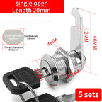 Cabinet Cam Lock Set, 5 Pack Two-Sided Keyed Alike 16MM-30MM Cylinder Cam Locks Secure Mailbox File Drawer Compartment Lock