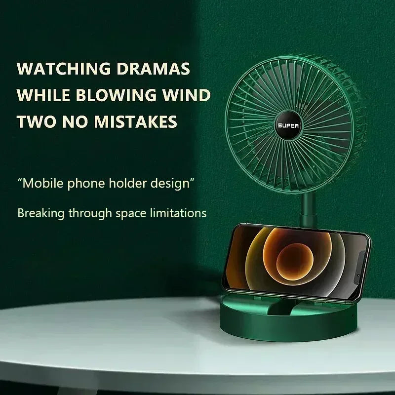 Retractable Small Electric Fan USB Charging Portable Foldable Mini Fan High Duration Low Noise for Home Office Amagi