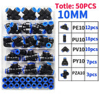50 PCs/BOx Boxed Pneumatic Fittings PU-10/PE-10/PZA-10/PY-10/PV-10 Quick Release Connectors Kit For 4mm Plastic Hose Couplings