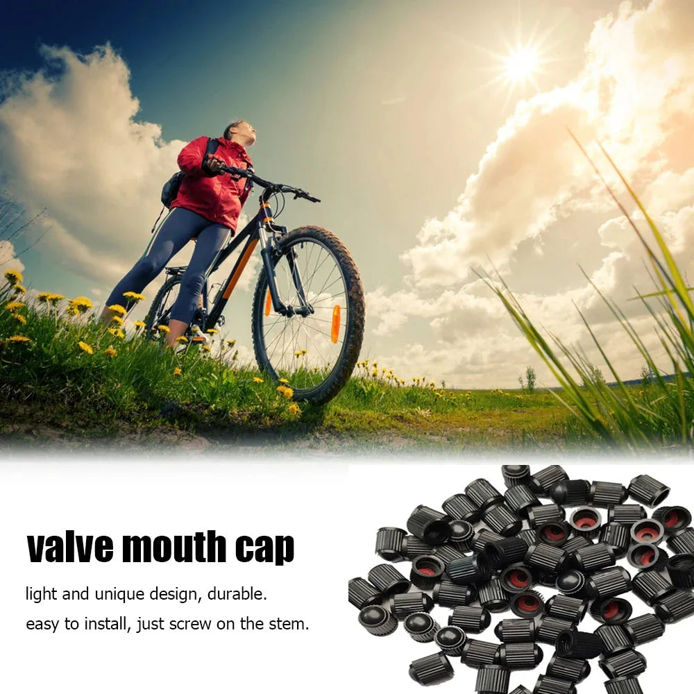 Car Tire Valve Plastic Black Bike Tyre Valve 1000/4PCS Caps with O Seal Ring Dome Shape Dust Valve for Car Bicycles Motorcycles