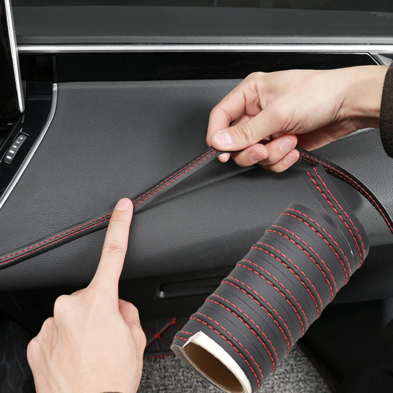Universal Car Mouldings Trim Pu Leather Braid Decorative Line Strip For Door Dashboard Sticker Car Interior DIY Strips New Style