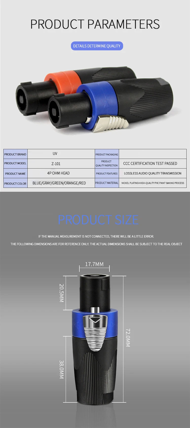 Professional NL4FC Speakon 4Pin Audio XLR Connector with Ohm Head and Solder-Free Amplifier Terminal for Superior Sound Quality