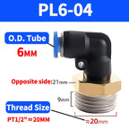 PL Push to Connect Tube Fitting Male Elbow PL4/6/8/10/12mm Tube OD x M5/01/02/03/04 Thread Pneumatic Air Push Fit Lock Fitting