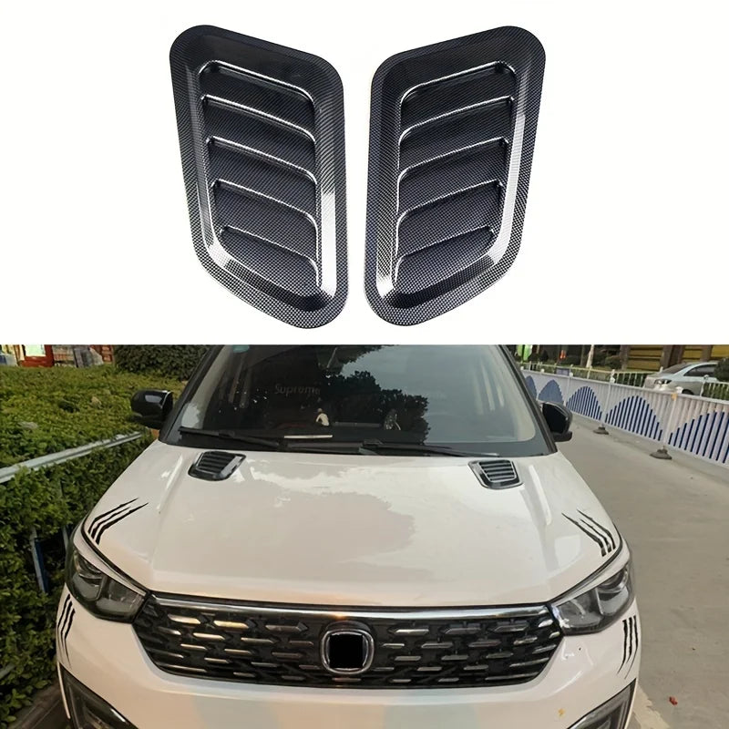 Universal Carbon Fiber Car Decorative Cell Air Flow Intake Hood Scoop Bonnet Vent Cover Stickers Decoration Styling Amagi