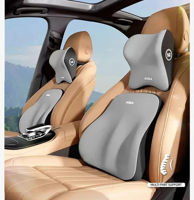 Car Memory Foam Headrest Set Car Neck Pillow Car Lumbar Waist Cushion Waist Support Car Seat Pillow Accessories Tools
