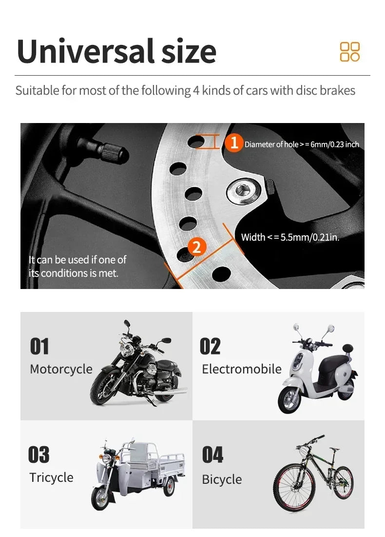 Motorcycle Bicycle Lock Alarm Safety Protection Padlock Disc Aluminum Alloy Anti-Theft Reminder Rope Lock Bag Motorcycle Amagi