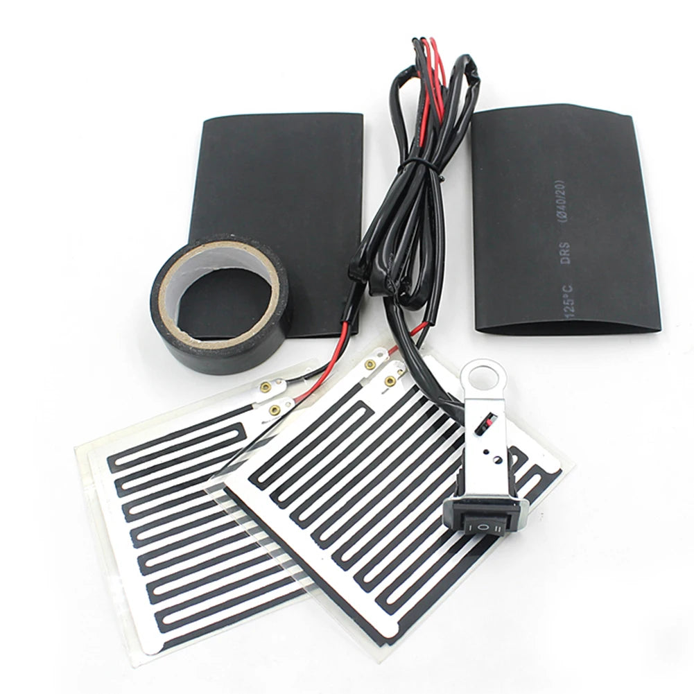12V Motorcycle Heated Hand Grips Pads With Switch Control  Rubber ABS Motorcycle Heated Hand Grips Handlebar Heater Warmer Kit