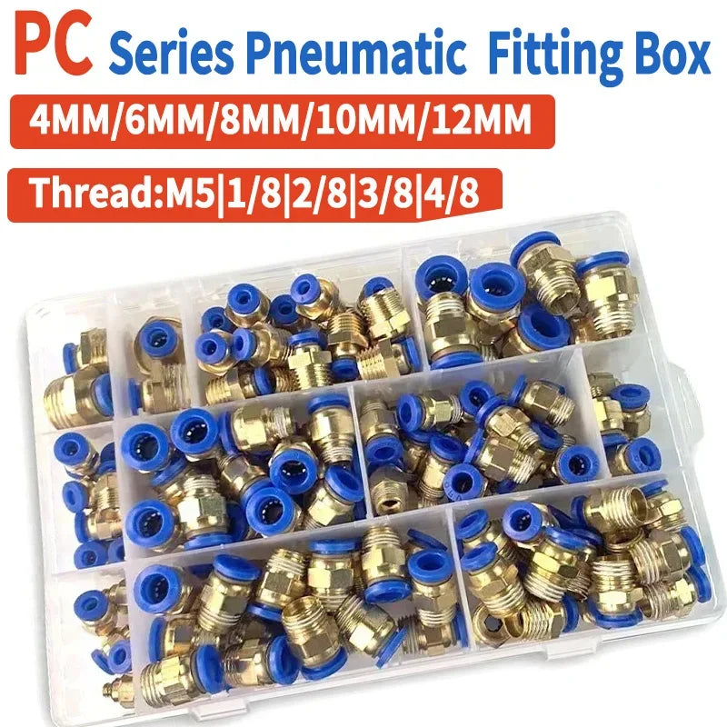 Boxed PC Series 4mm 6mm 8mm 10mm 12mm Air Joint Connectors Hose Tube Pneumatic Fittings 1/4 1/8 Push in Quick Release Couplings
